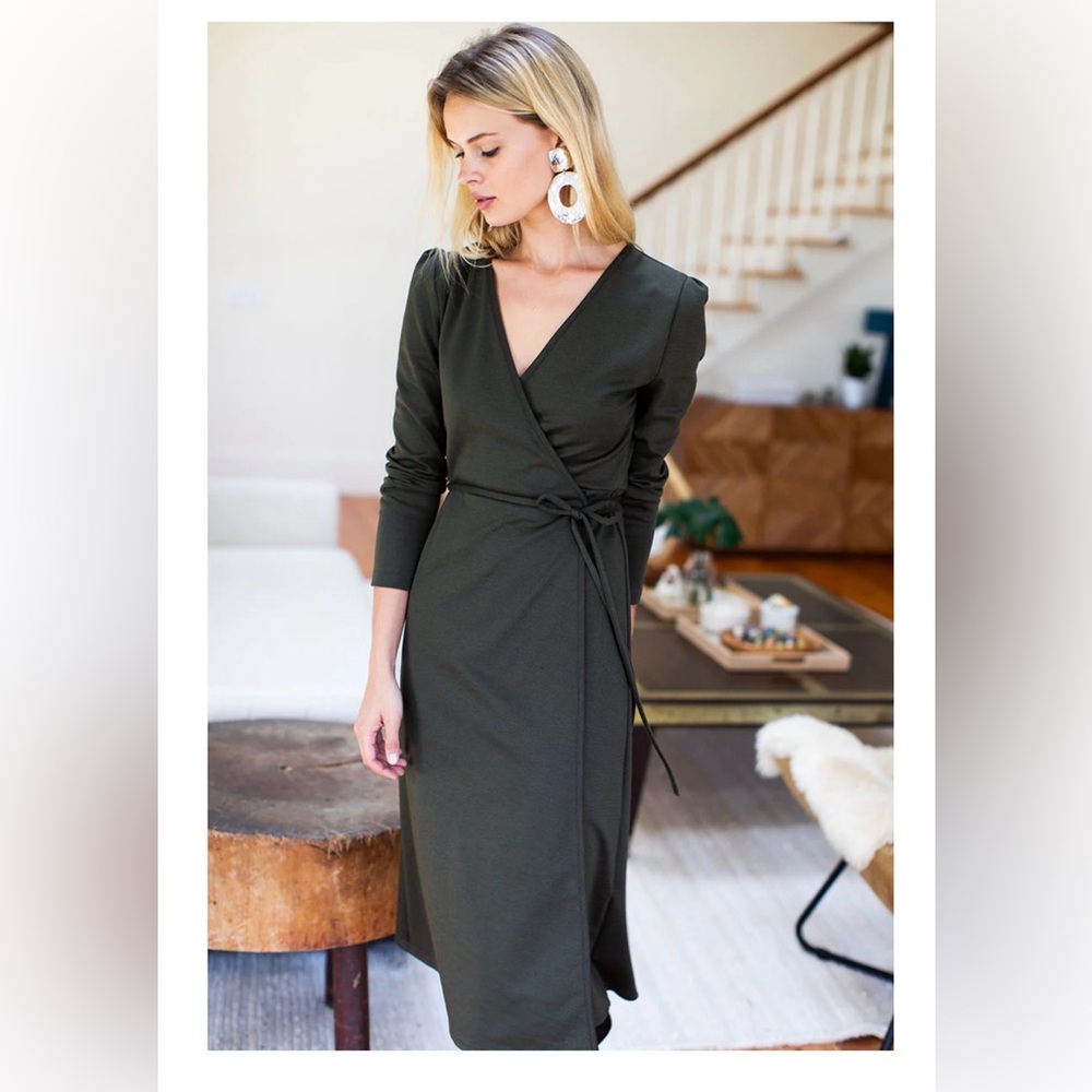 Emerson Fry ballet wrap dress - deep moss green size L